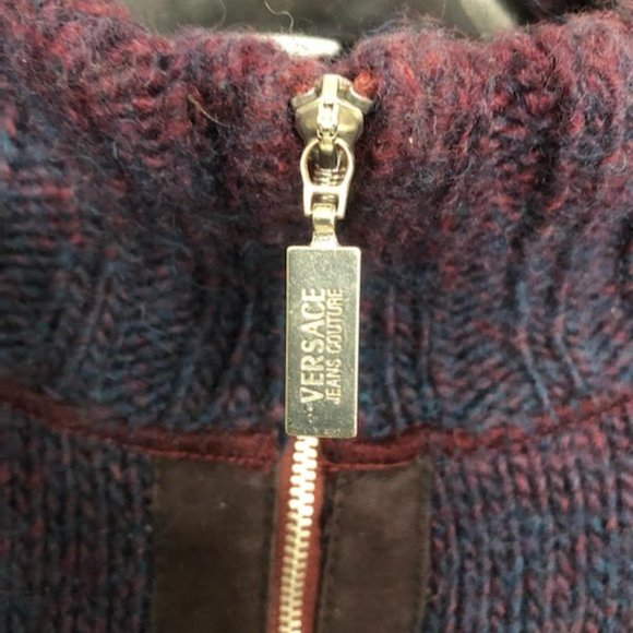 VERSACE JEAN COUTURE LUXURY KNIT HALF ZIP SWEATER MADE IN ITALY - Picture 2 of 8